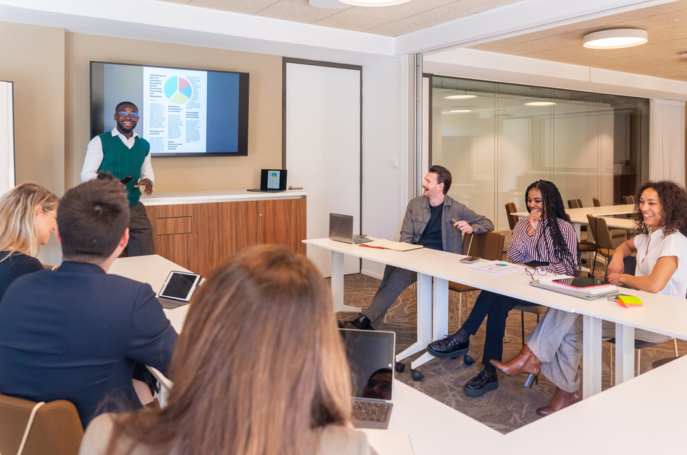 Finance Director delivering presentation